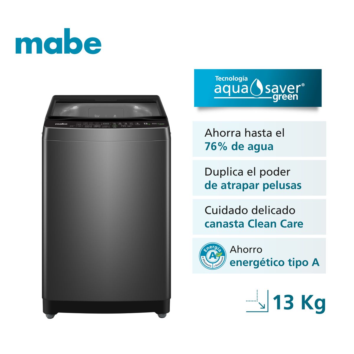 Mabe - Lavadora Automática 13 Kg Diamond Gray Mabe LMAP3120WDGBB0