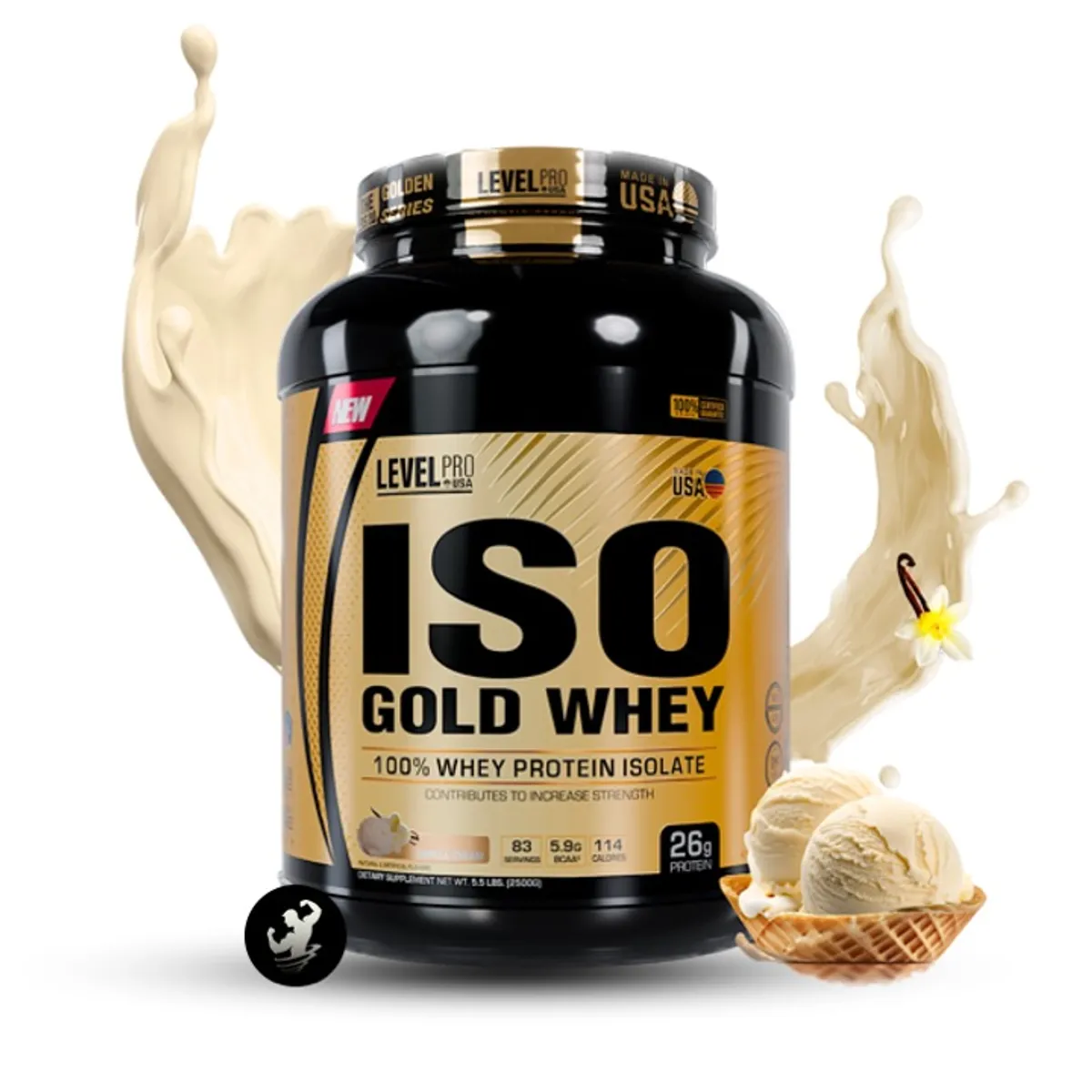 Level Pro - Proteína Iso Gold Whey 5.5 lbs - Vanilla Cream