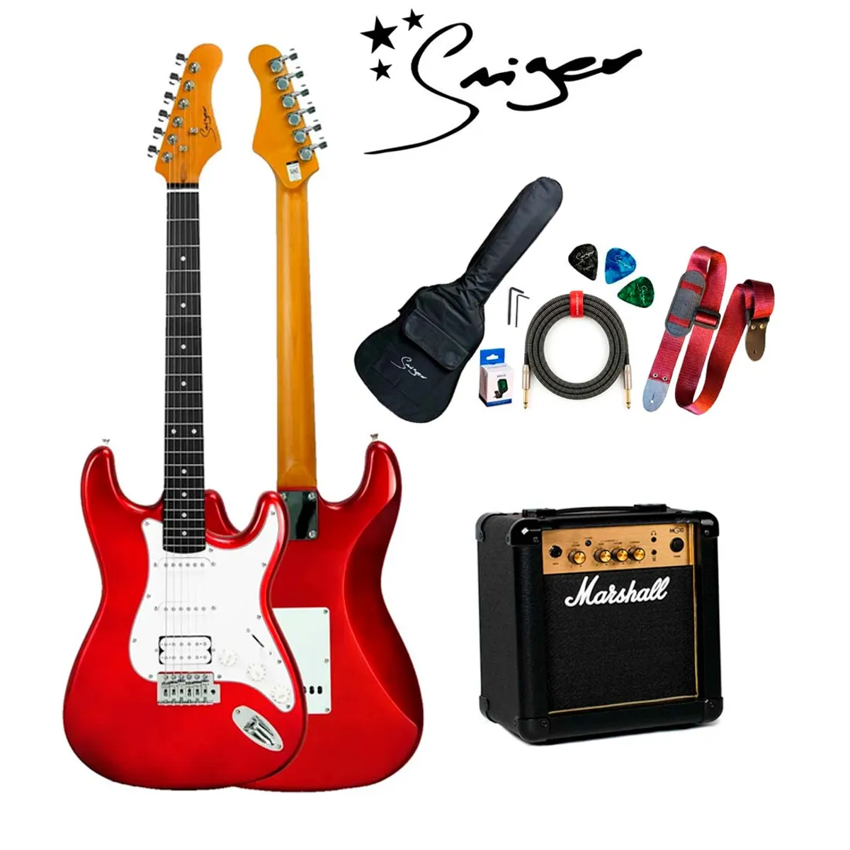 Marshall - Pack de Guitarra Electrica HSS + Amplificador Marshall Mg10