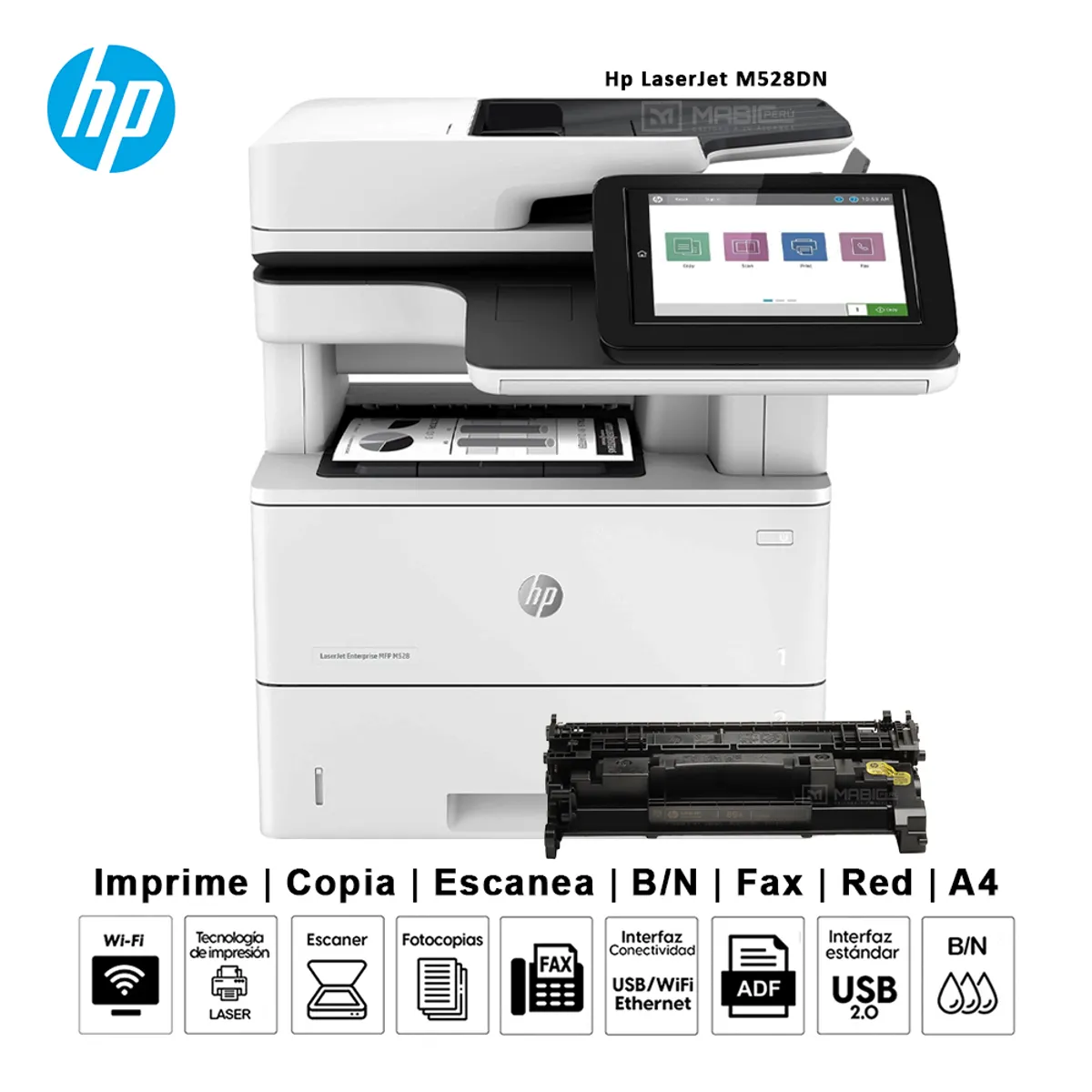 HP - Impresora multifuncional Láser BN Hp LaserJet M528DN Duplex WIFI ADF