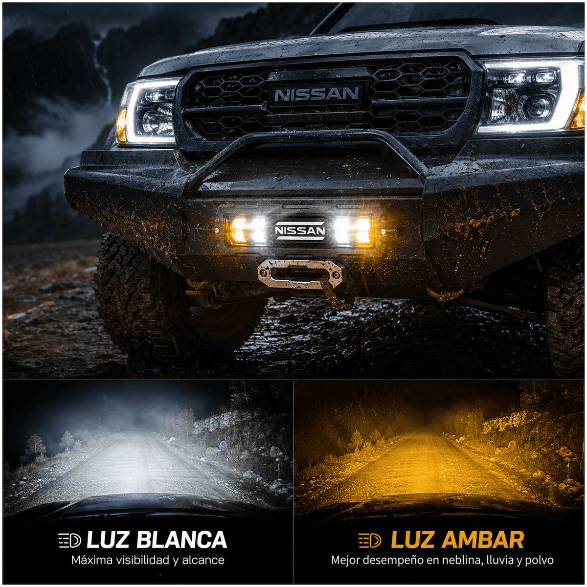 Faro Led Dual 15Cm + Flash Logo Nissan 20W 1Pcs, marca JET - Foto 2
