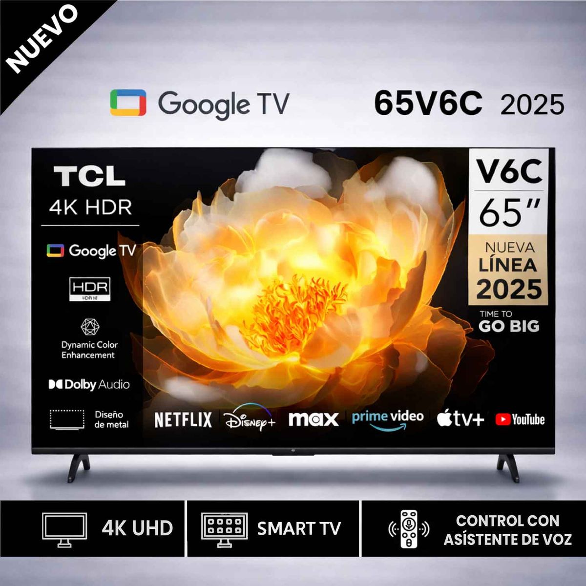 TCL - Televisor TCL 65 LED 4K 65V6C Google TV 2025