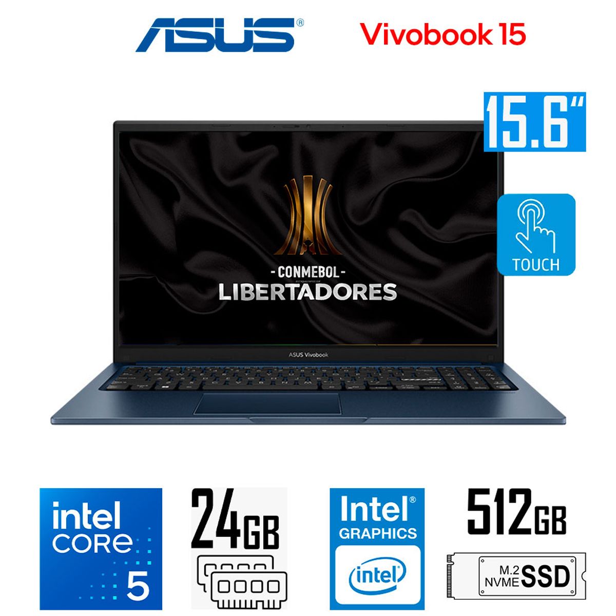 ASUS - Laptop Asus vivobook 15 X1504VA 15.6 FHD tactil Intel core 5-120U Intel Graphics 24gb ram 512gb ssd