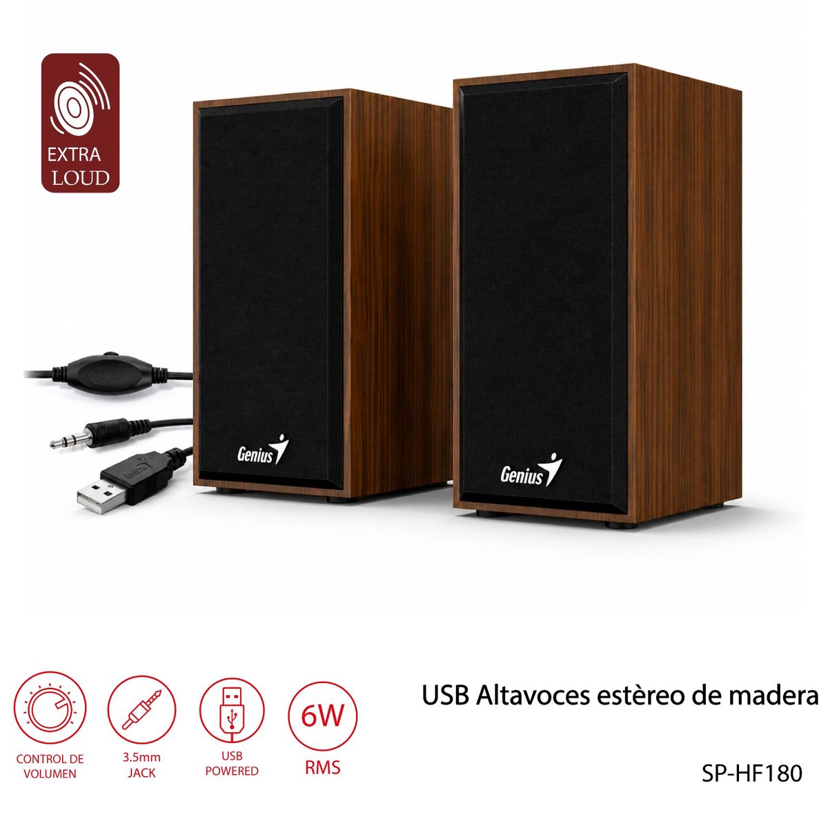 GENIUS - Parlante Genius Sp Hf180 Usb Power Madera