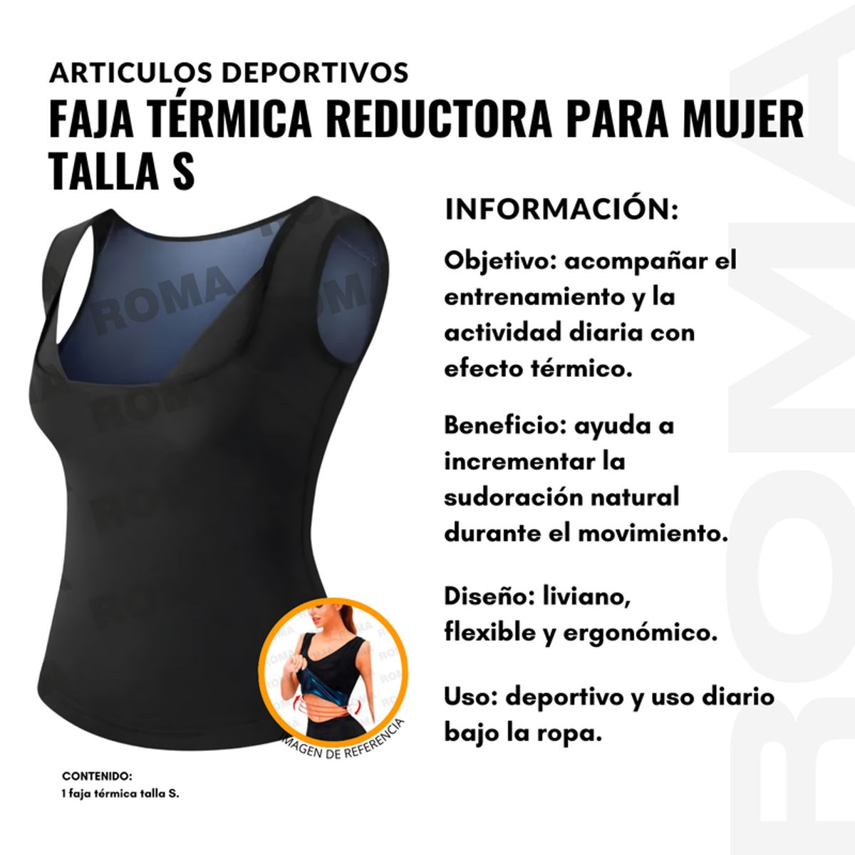 GENERICO - FAJA TÉRMICA REDUCTORA PARA MUJER TALLA S