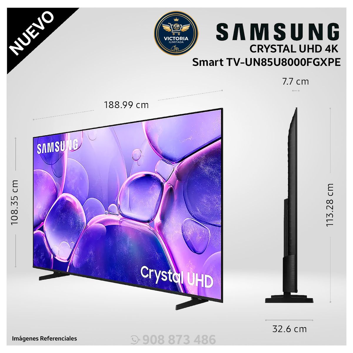 SAMSUNG - Televisor Samsung 85 Crystal UHD 4K Smart TV UN85U8000FGXPE - Modelo NUEVO