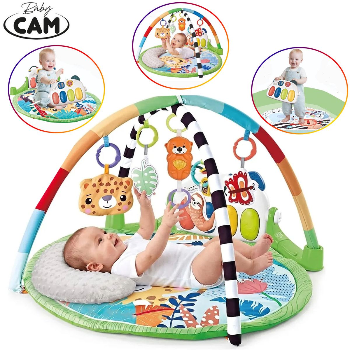 BABY CAM - Gimnasio Piano Musical Baby Cam 7 en 1 Multicolor