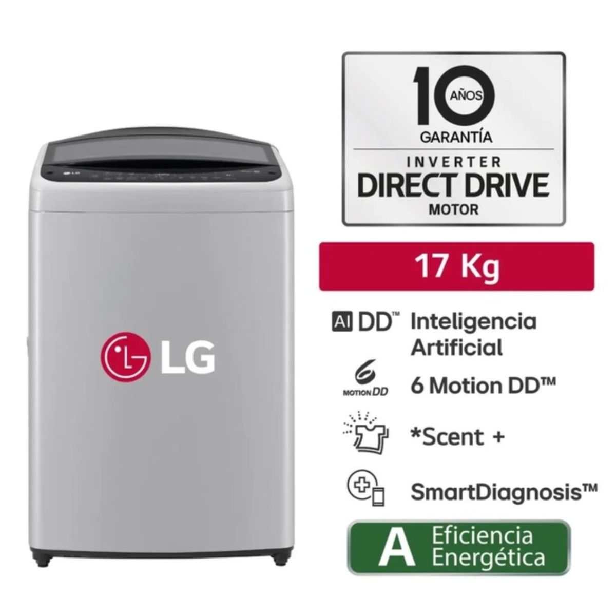 LG - LAVADORA LG 17 KG CARGA SUPERIOR AI DD INTELIGENCIA ARTIFICIAL WT17DV6T