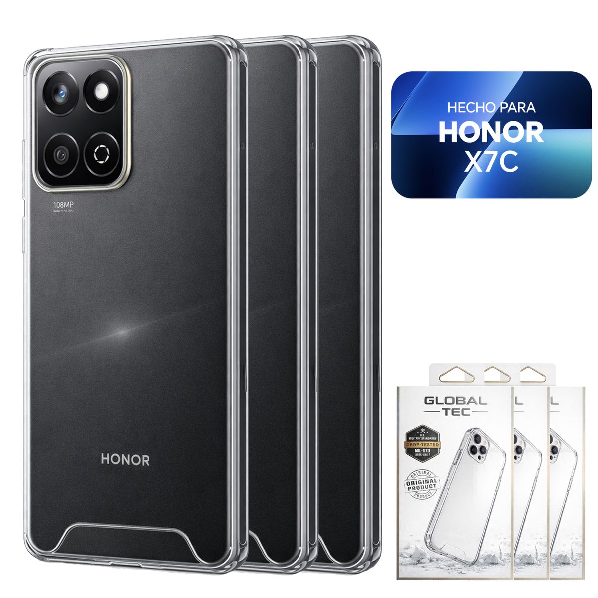 PERU IMPORTACIONES - Combo 3 Space Case Transparente Para Honor X7C