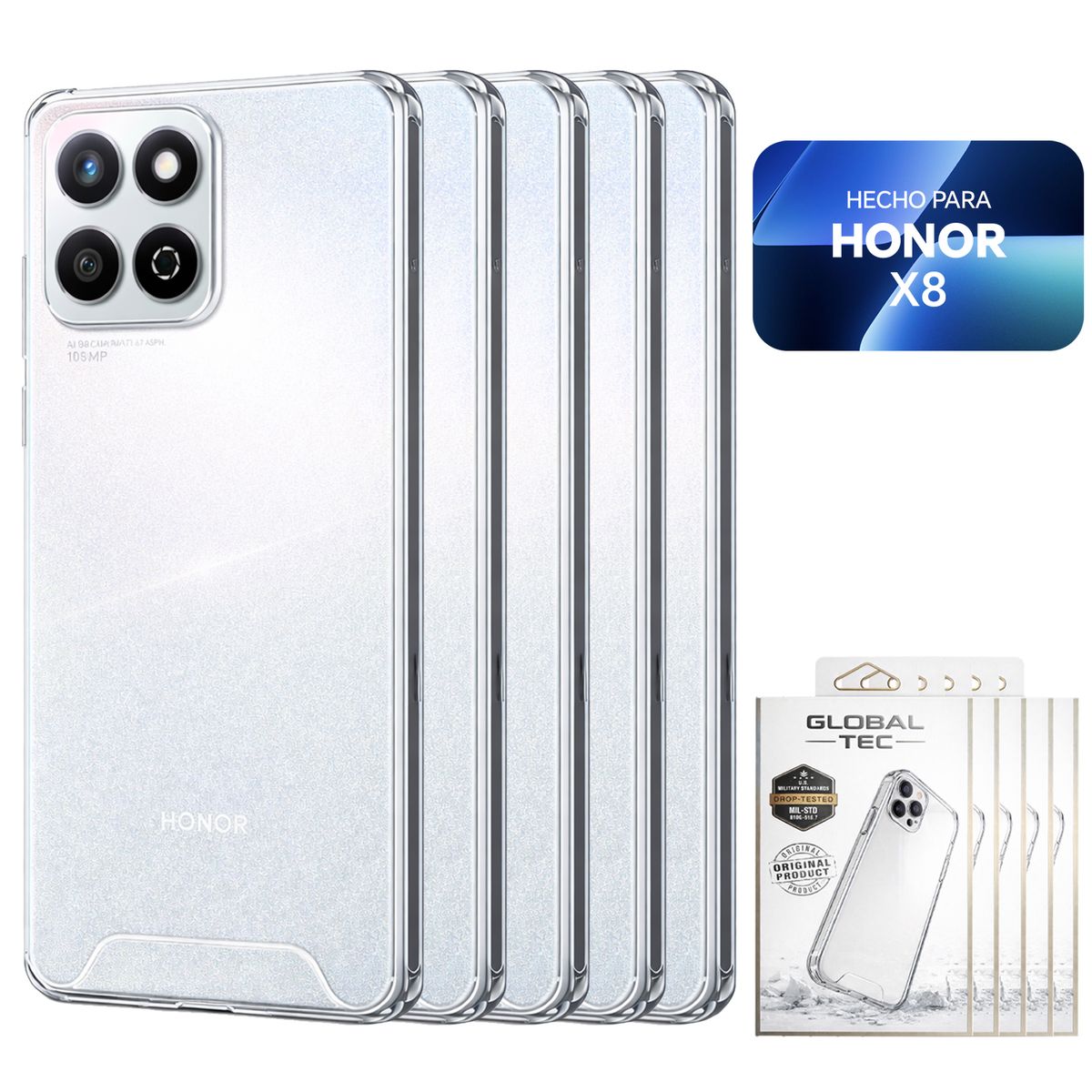 PERU IMPORTACIONES - Combo 5 Space Case Transparente Para Honor X8