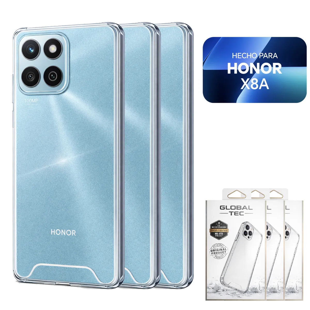 PERU IMPORTACIONES - Combo 3 Space Case Transparente Para Honor X8A