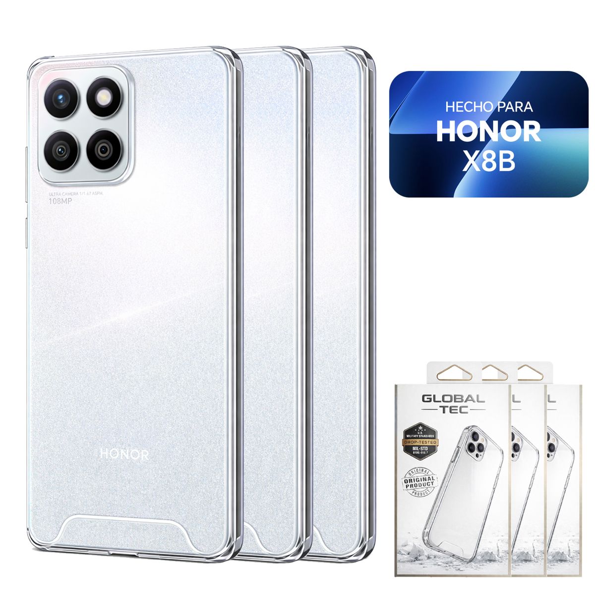 PERU IMPORTACIONES - Combo 3 Space Case Transparente Para Honor X8B
