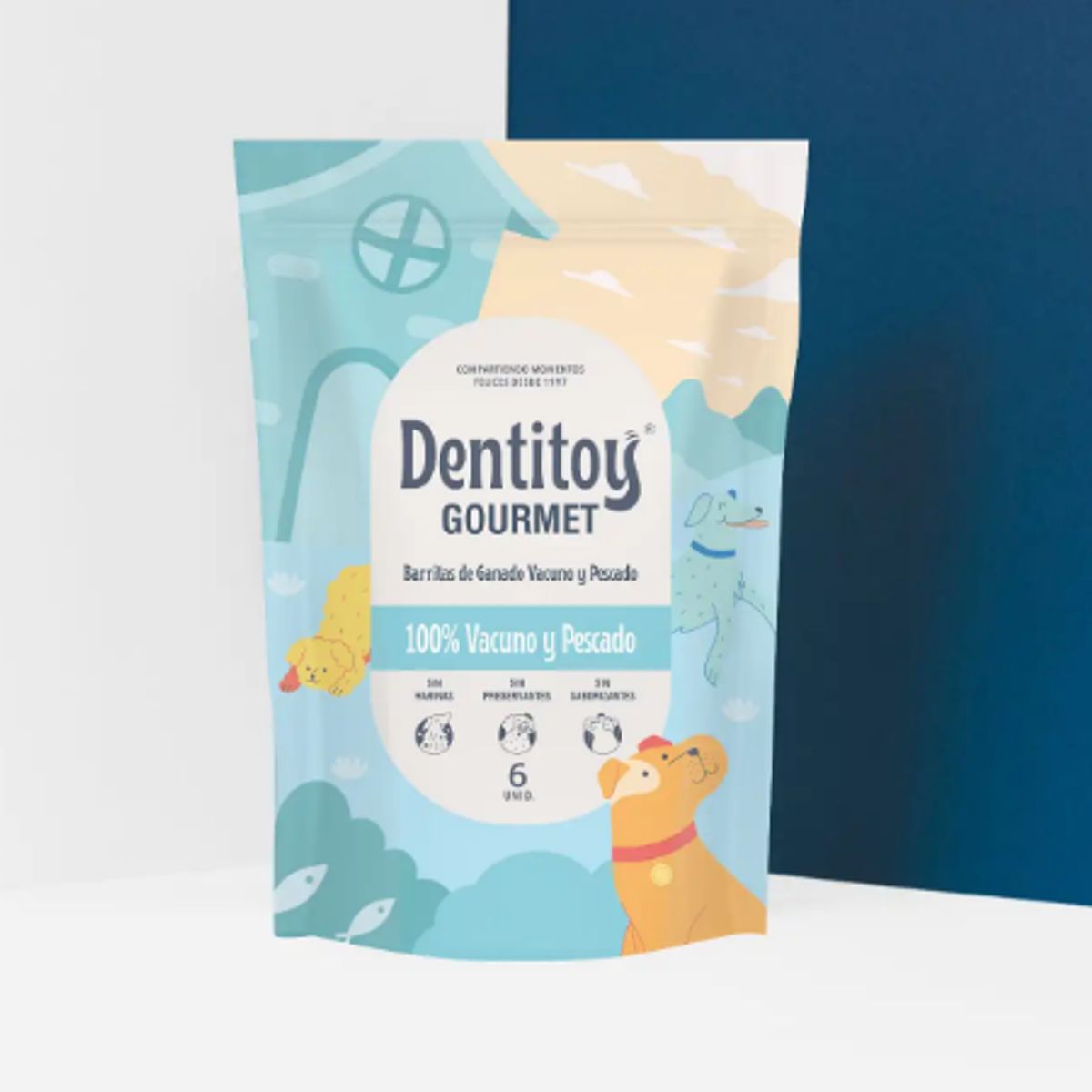 GENERICO - Dentitoy Gourmet  Barras Dentales de Vacuno y Pescado 6 und