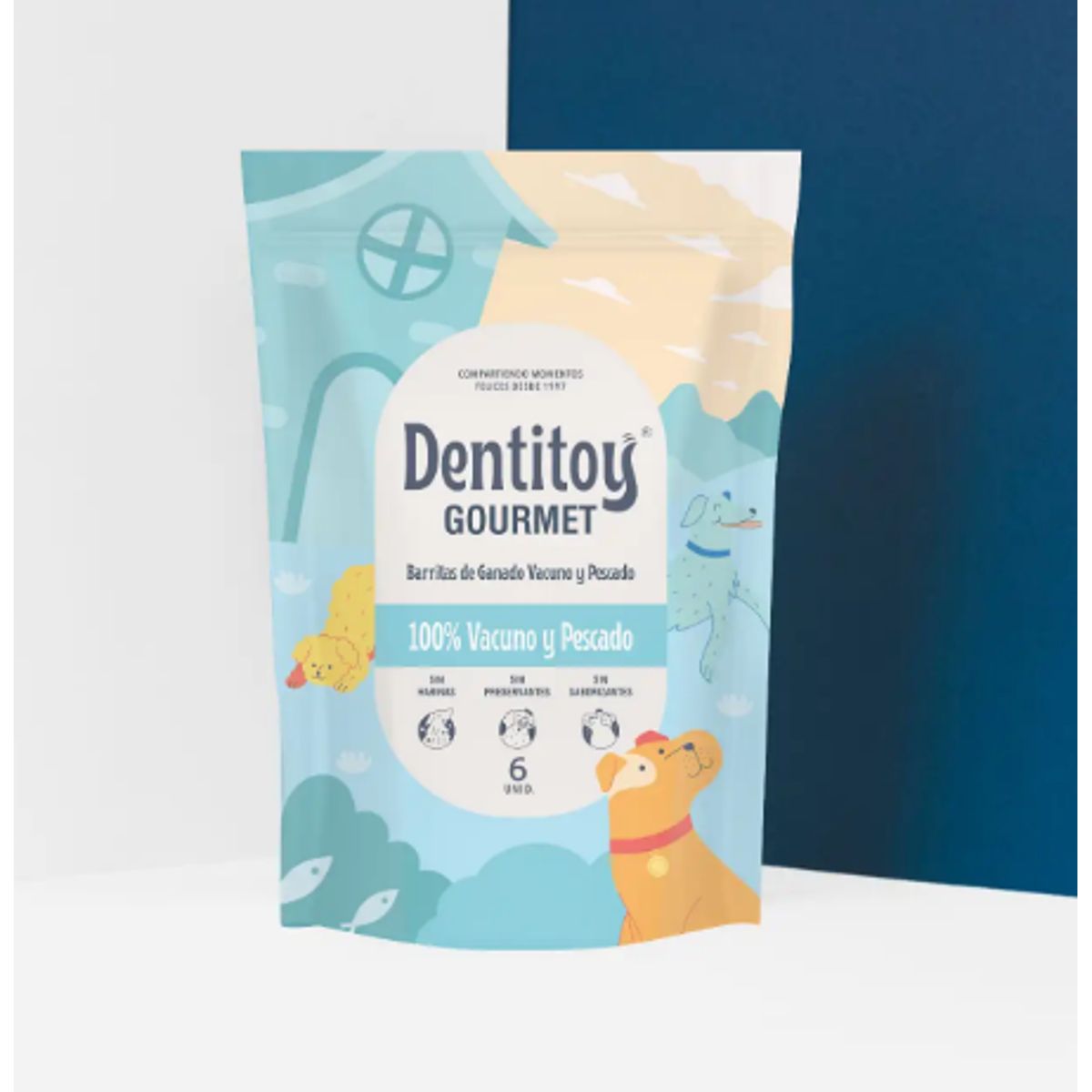 GENERICO - Dentitoy Gourmet  Barras Dentales de Vacuno y Pescado 6 und