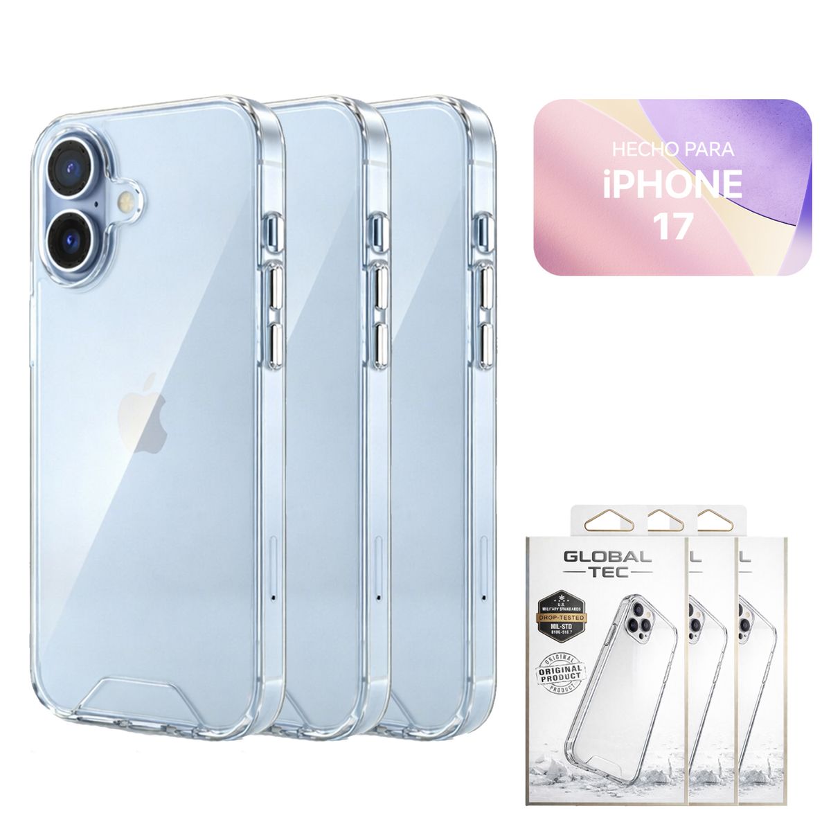 PERU IMPORTACIONES - Combo 3 Space Case Transparente Para Iphone 17 Funda Para celular
