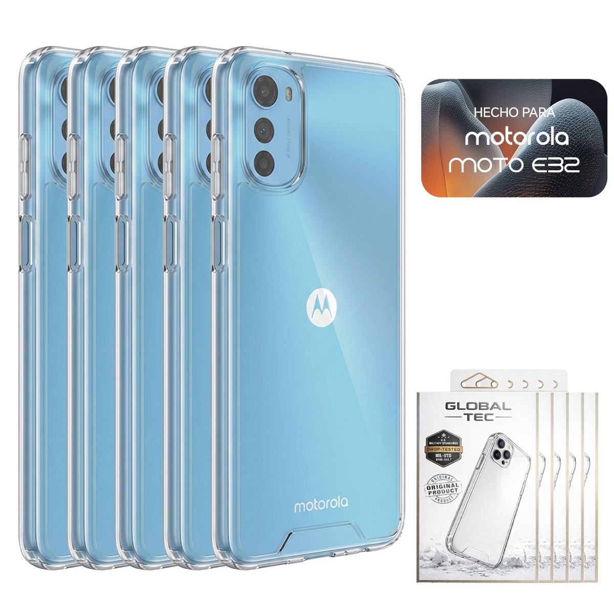 PERU IMPORTACIONES - Combo 5 Space Case Transparente Para Motorola E32