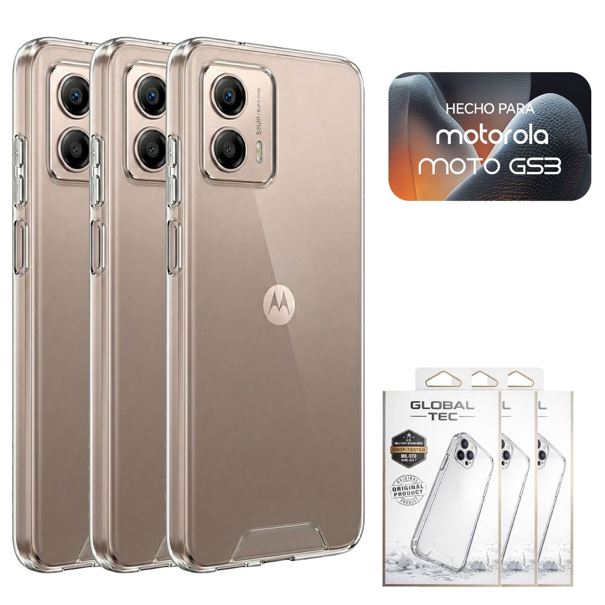 PERU IMPORTACIONES - Combo 3 Space Case Transparente Para Motorola G53 Funda Para celular