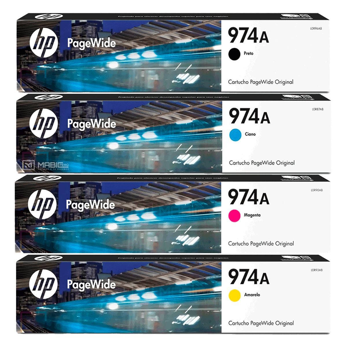 HP - Pack Tinta HP 974A Negro Cian Magenta Amarillo PageWide 452, 477, 552, 577 Original
