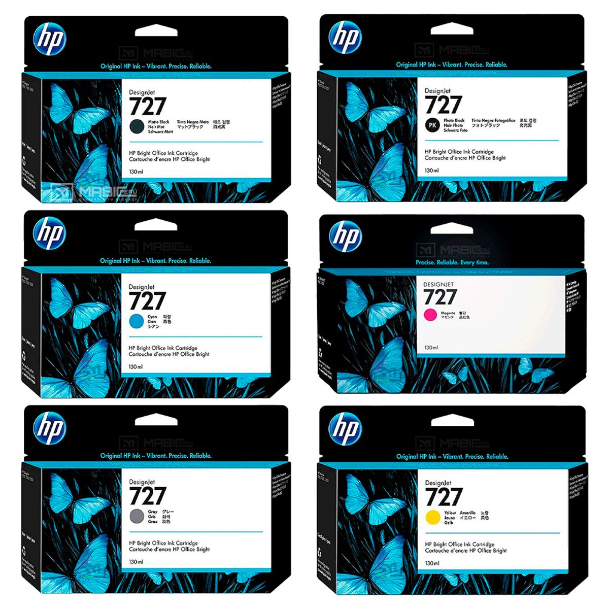 HP - Kit Tinta HP 727 DesignJet T2500, T930 Original  - 130ml