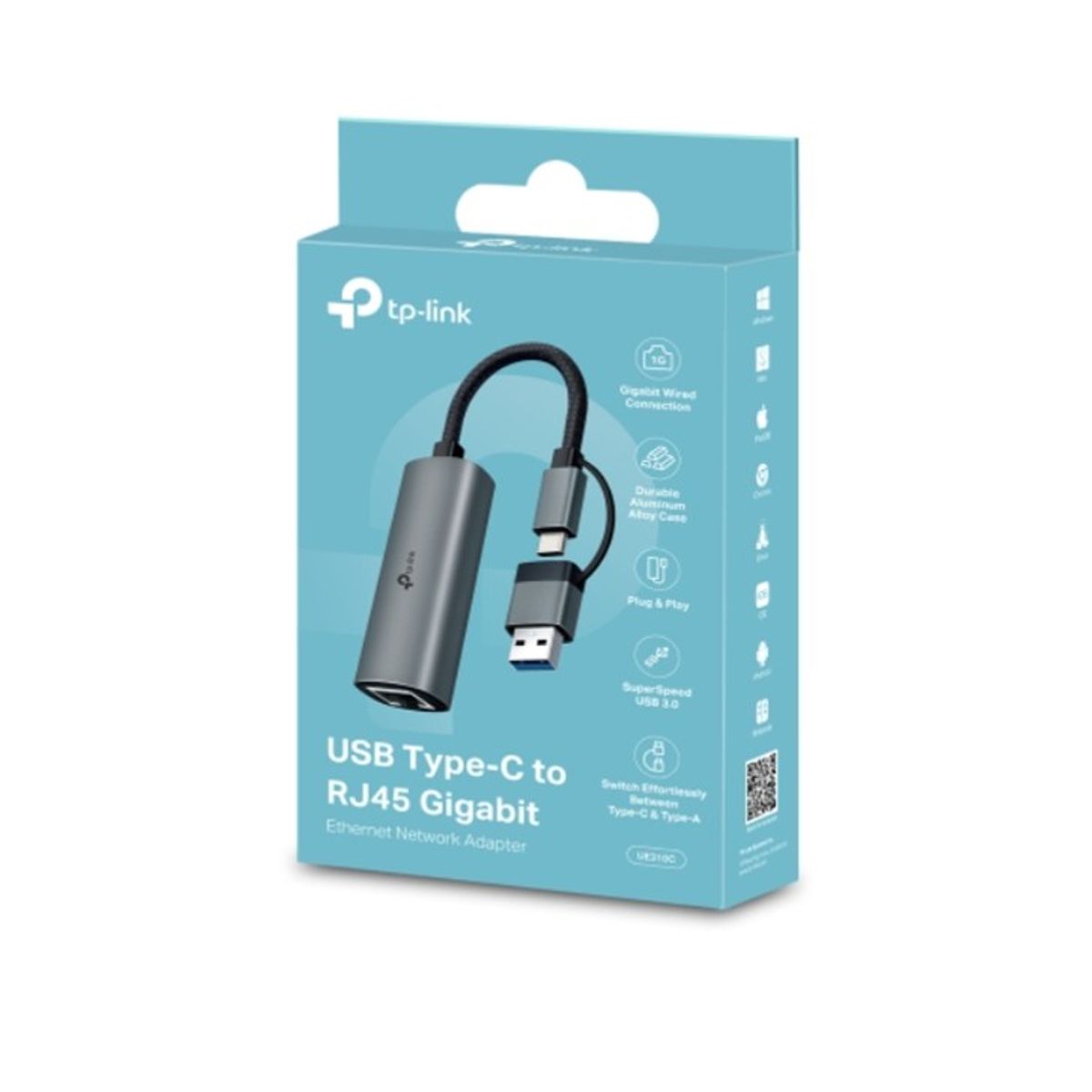 TP LINK - UE310C Adaptador de red Ethernet Gigabit USB tipo C a RJ45