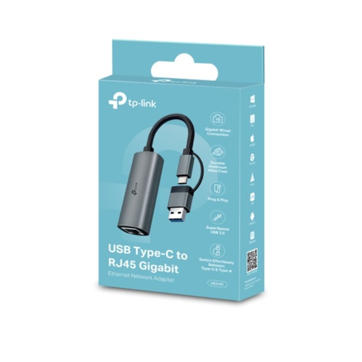 TP LINK - UE310C Adaptador de red Ethernet Gigabit USB tipo C a RJ45