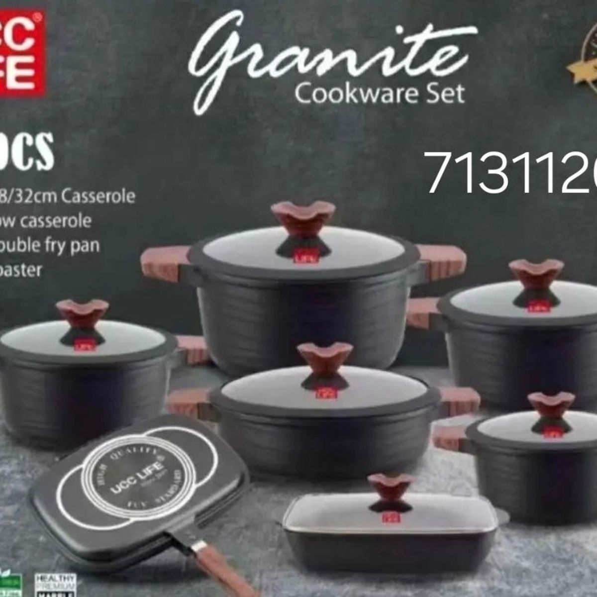GENERICO - Juego de Ollas UCC LIFE 14 Piezas Granito Antiadherente Cocina Completa