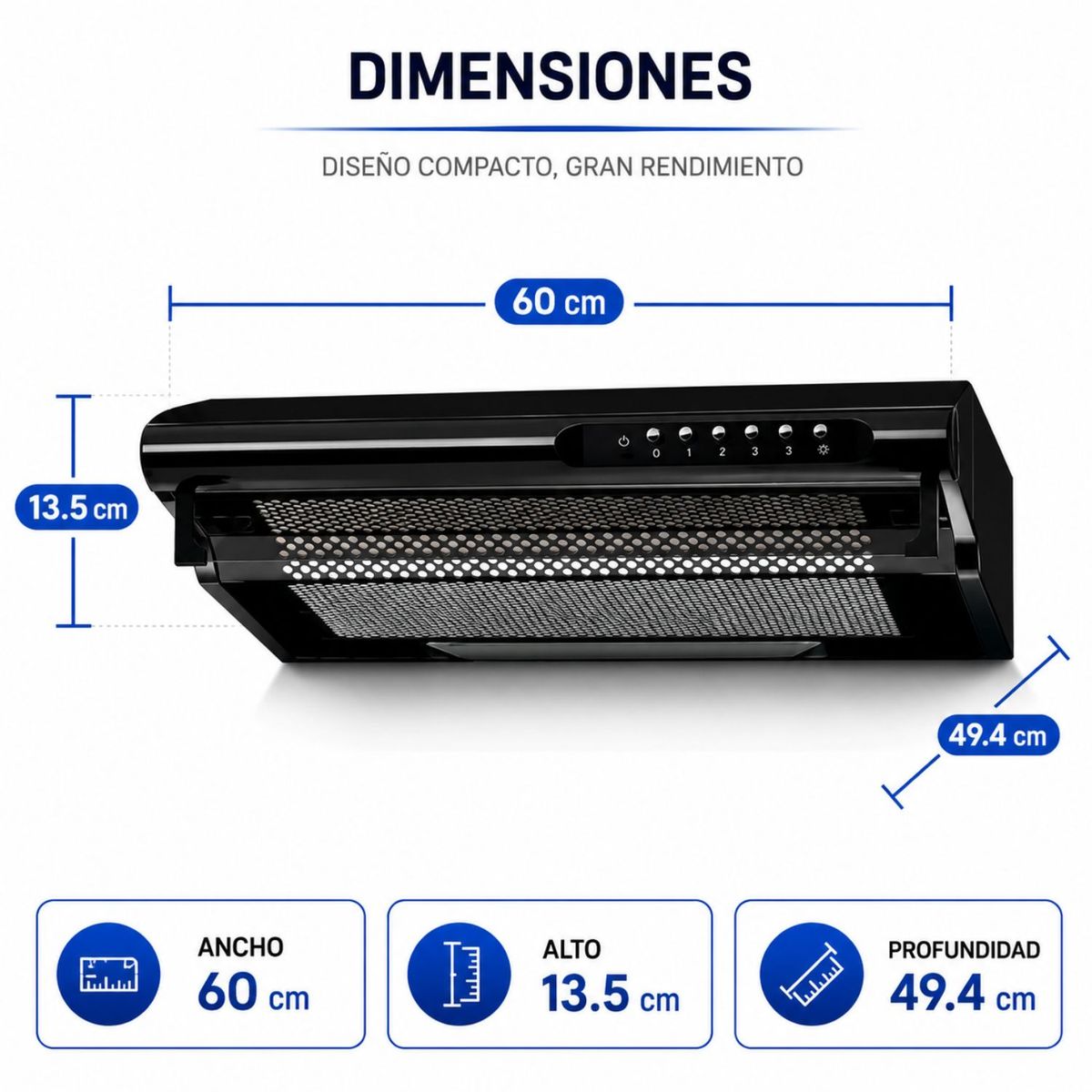 INDURAMA - Campana Extractora Indurama CEI-602NE 3 velocidades 60cm negro