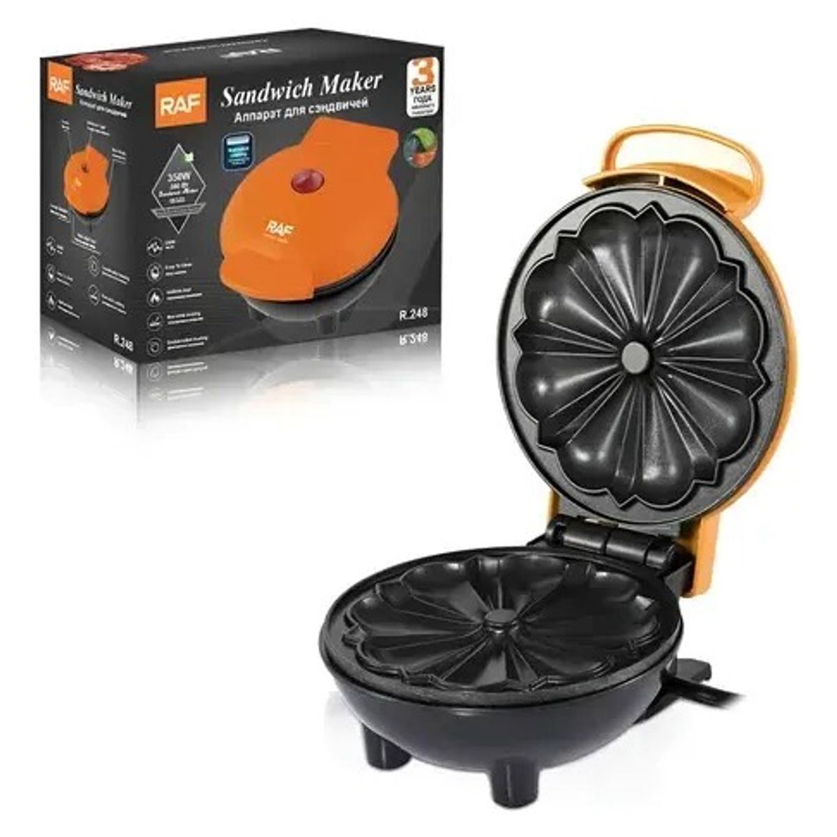 GENERICO - Máquina Para Mini Tortas Raf Naranja De 350w Con Antiadherente