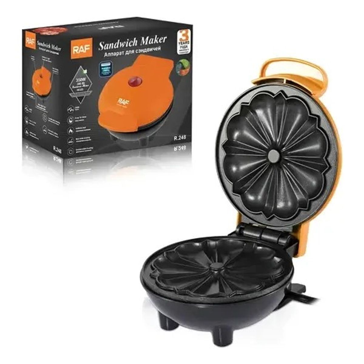 GENERICO - Máquina Para Mini Tortas Raf Naranja De 350w Con Antiadherente