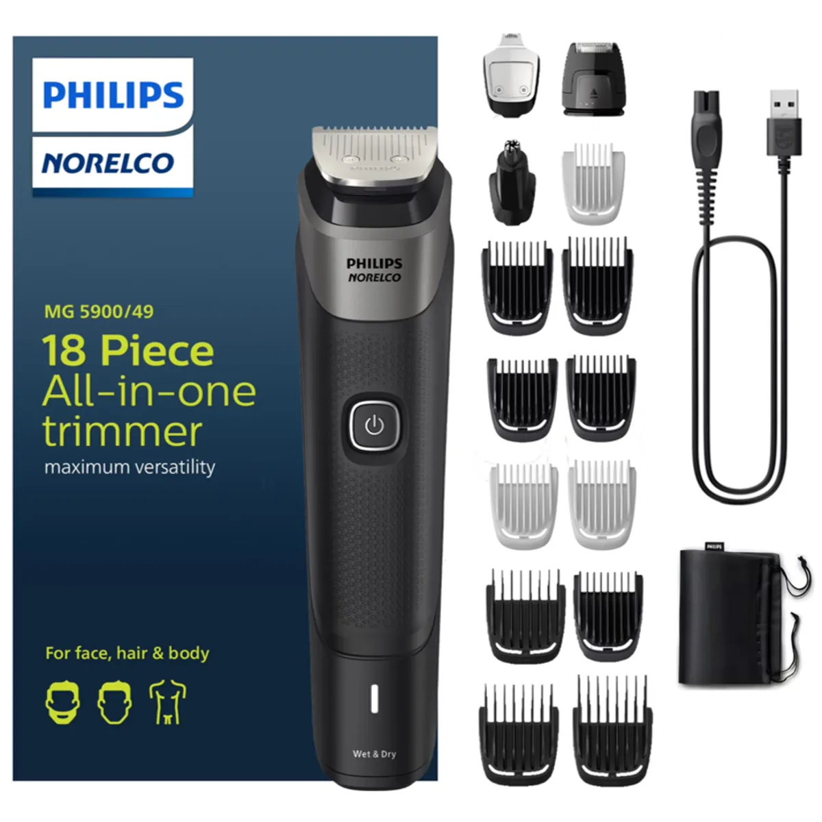 PHILIPS - Philips Cortabarba Norelco™ MG5900 - 18 Piezas