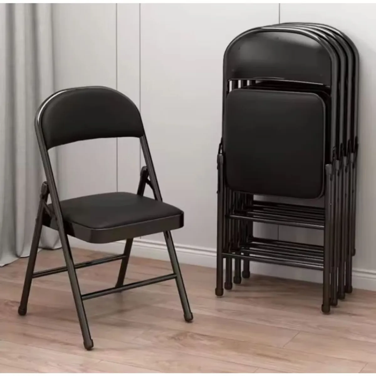 Silla Plegable Acolchada Resistente Compacta Estructura Metálica Color Negro ZZ-437, marca GENERICO - Foto Principal