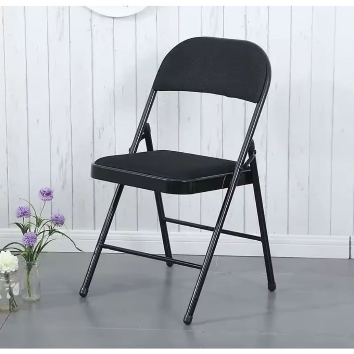 Silla Plegable Acolchada Resistente Compacta Estructura Metálica Color Negro ZZ-437, marca GENERICO - Foto 2