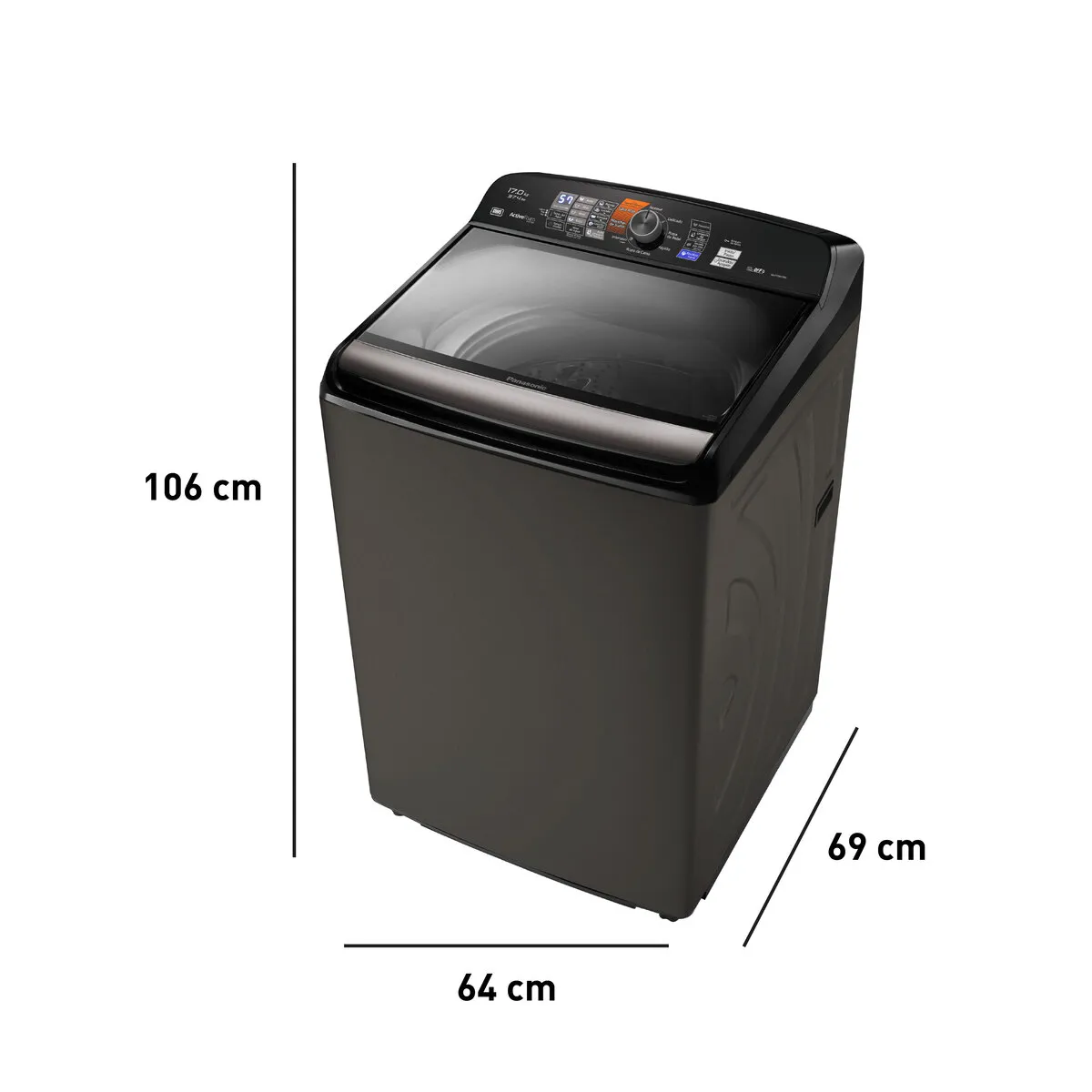 PANASONIC - LAVADORA PANASONIC 17KG CARGA SUPERIOR NA-F170H7TRH TITANIO