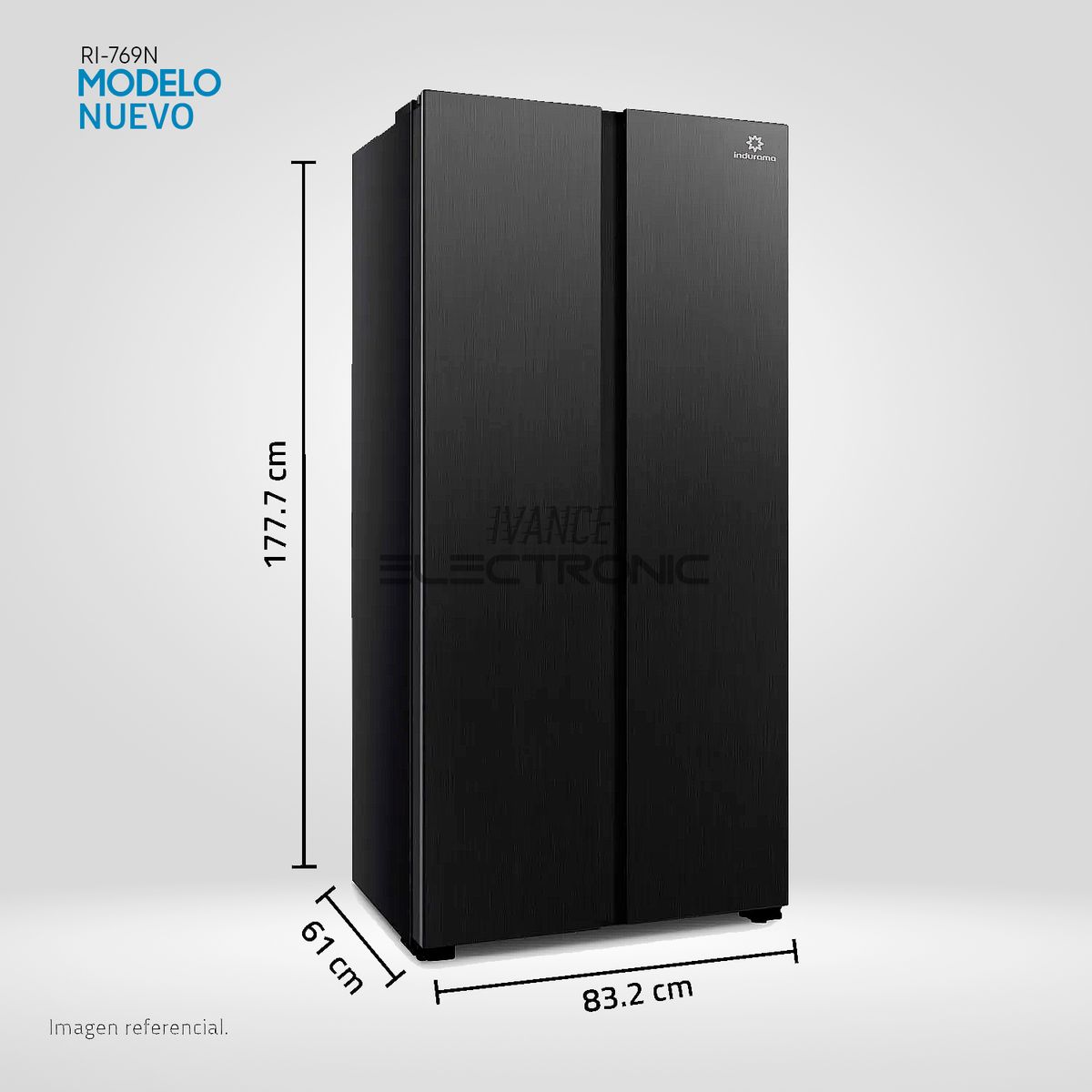 INDURAMA - Refrigeradora Indurama Side by Side 428Lt RI-769N - Negro