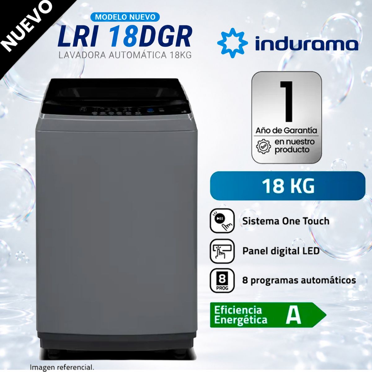 INDURAMA - LAVADORA INDURAMA Automatica 18KG  LRI 18DGR