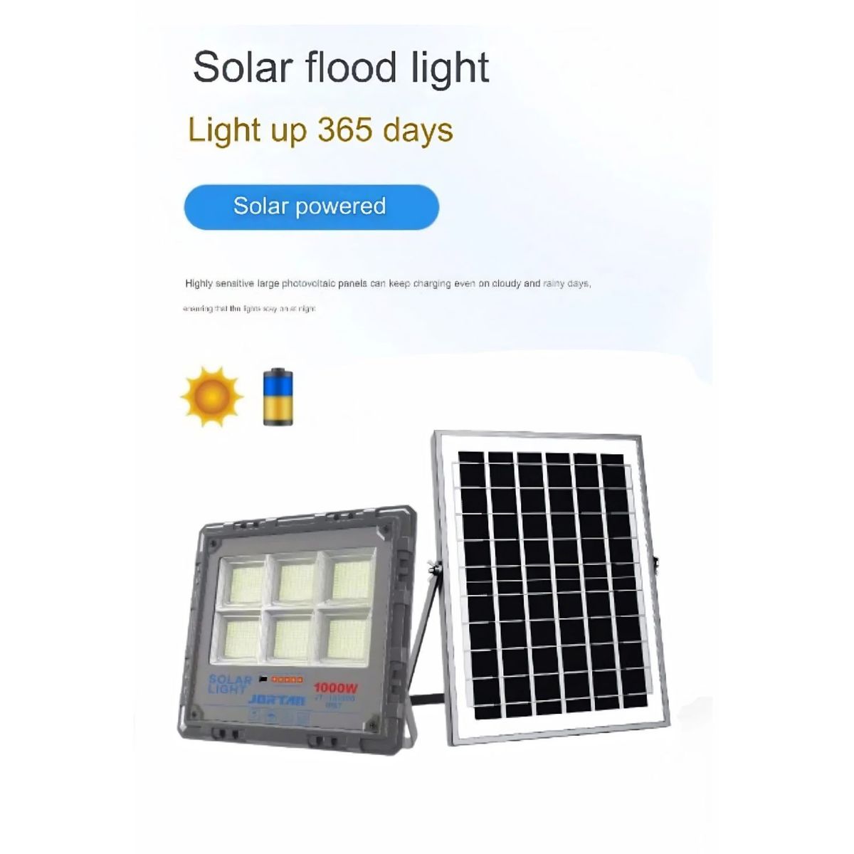 OEM - Lámpara Solar LED 1000W XM Alta Iluminación 14000 Lúmenes Exterior con Control Remoto
