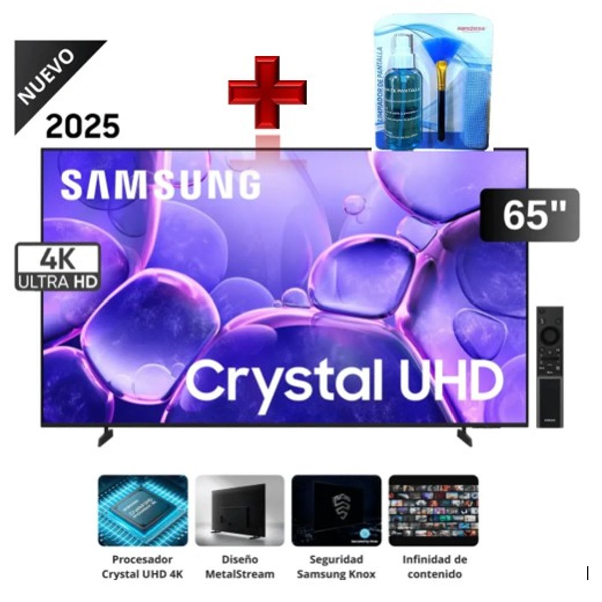 SAMSUNG - Televisor Samsung 65” Crystal 4K 65U8000F 2025 + kit de limpieza