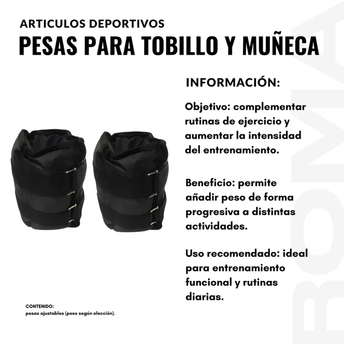 GENERICO - PESAS PARA TOBILLO Y MUÑECA DE UN 2KG