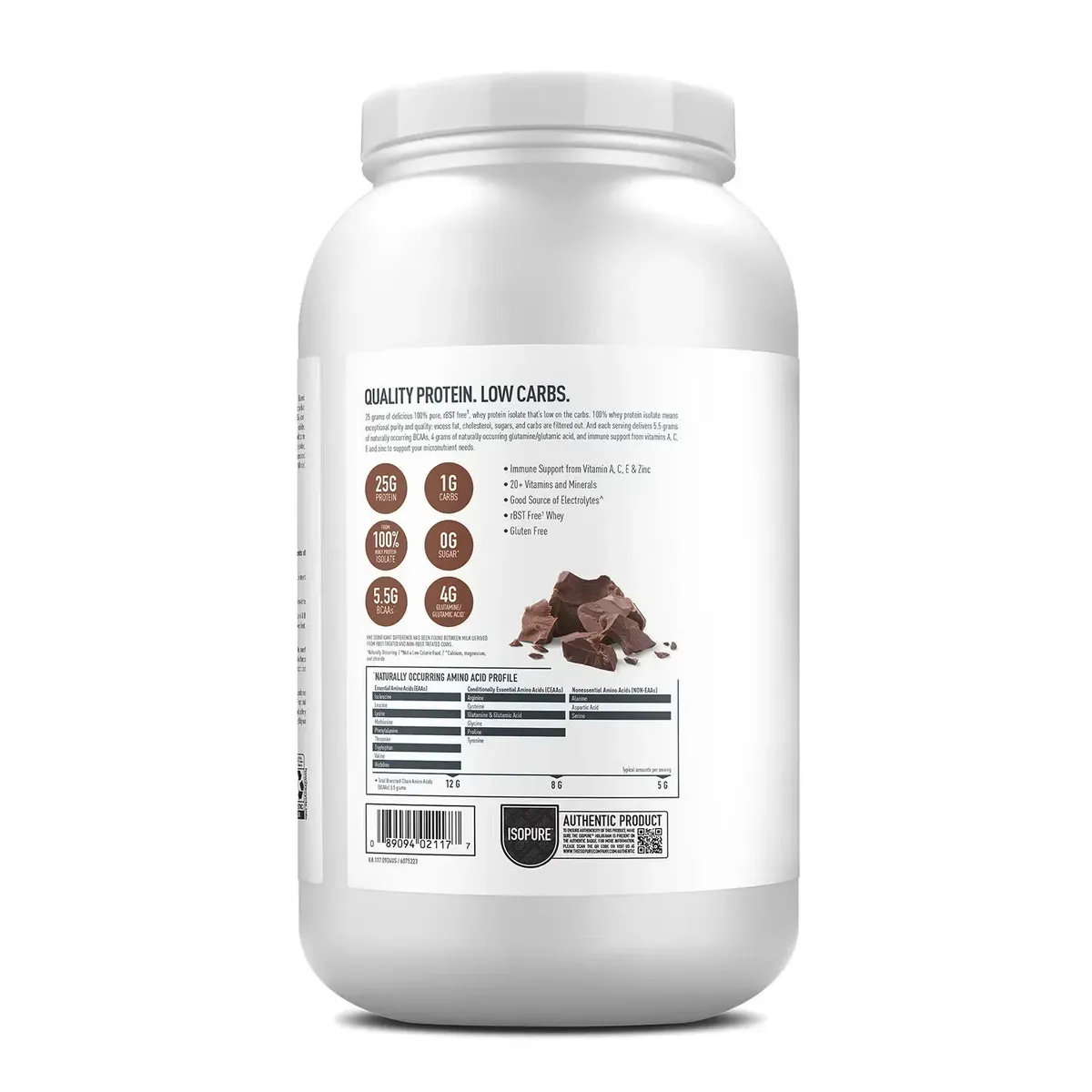 NATURE'S BEST - Iso pure Zero Carb 3 libras Sabor Dutch Chocolate isopure