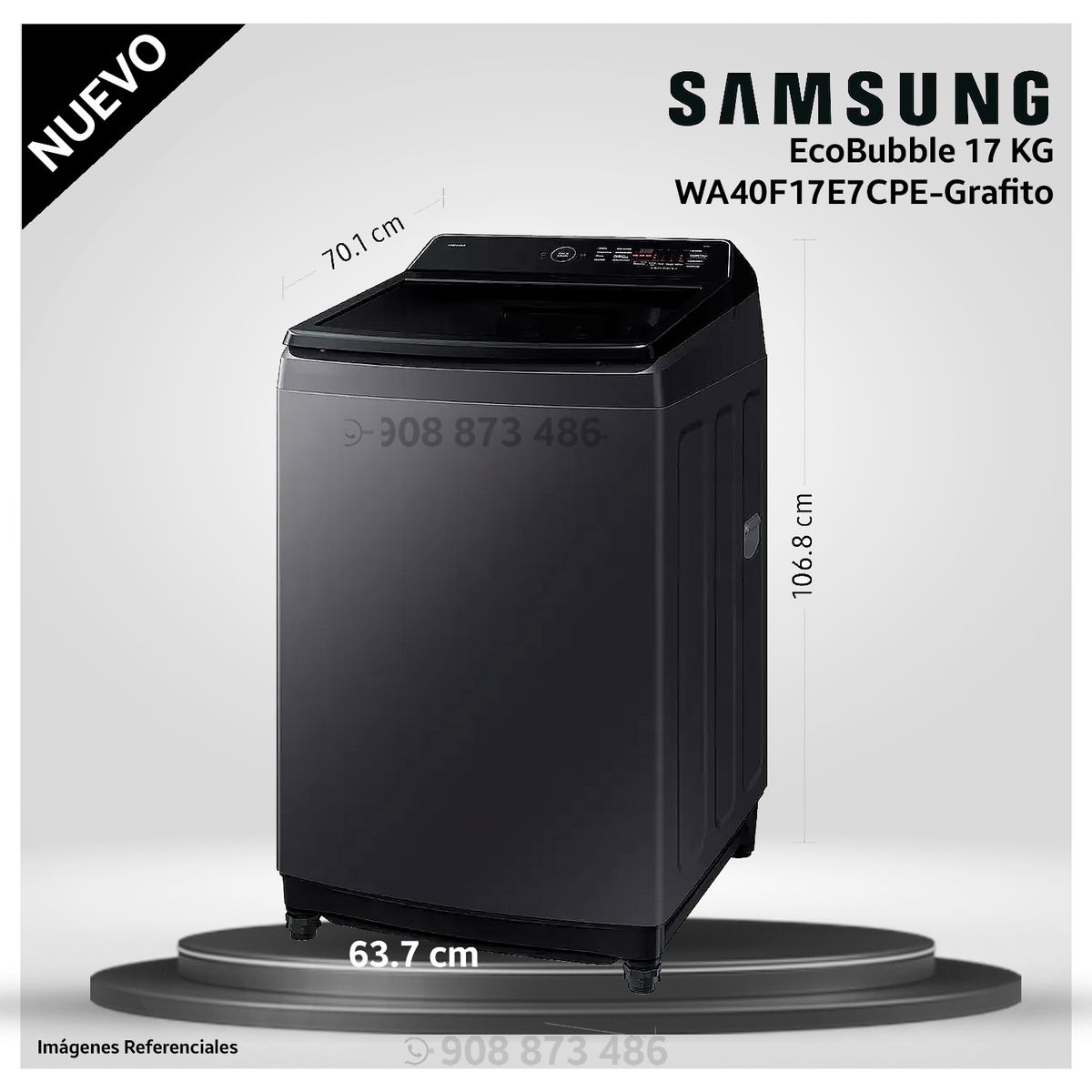 SAMSUNG - Lavadora Samsung 17 Kg WA40F17E7CPE EcoBubble Gris Grafito - Modelo Nuevo