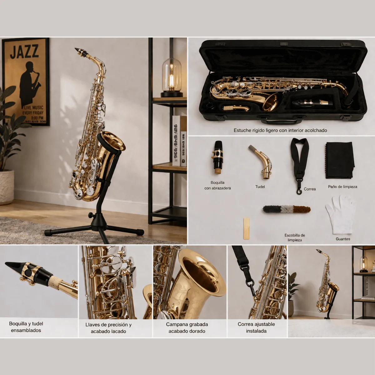 CALIFORNIA - Saxo alto California Dorado ORIGINAL con llave Niquelada