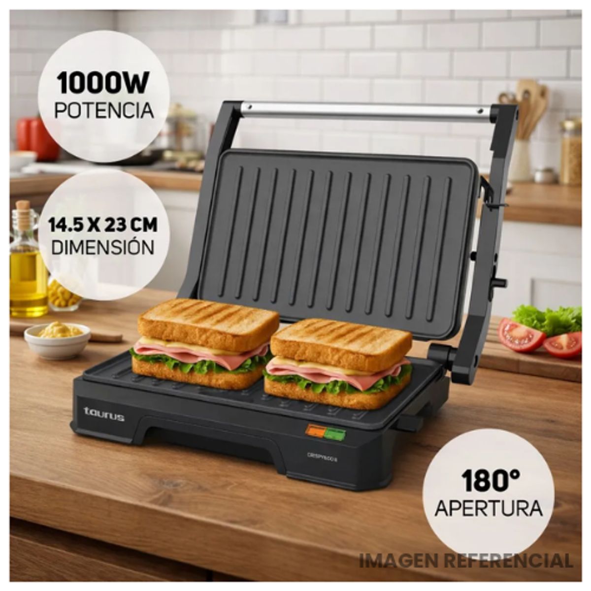 Taurus - Mini Grill Taurus Crispy & Co II 1000W NegroPlata