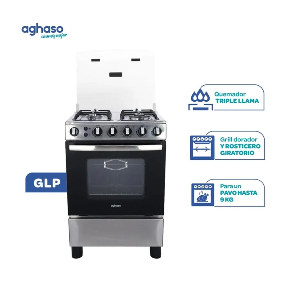 AGHASO - Cocina Aghaso 4 HORNILLAS ACERADA - COC-AGH07