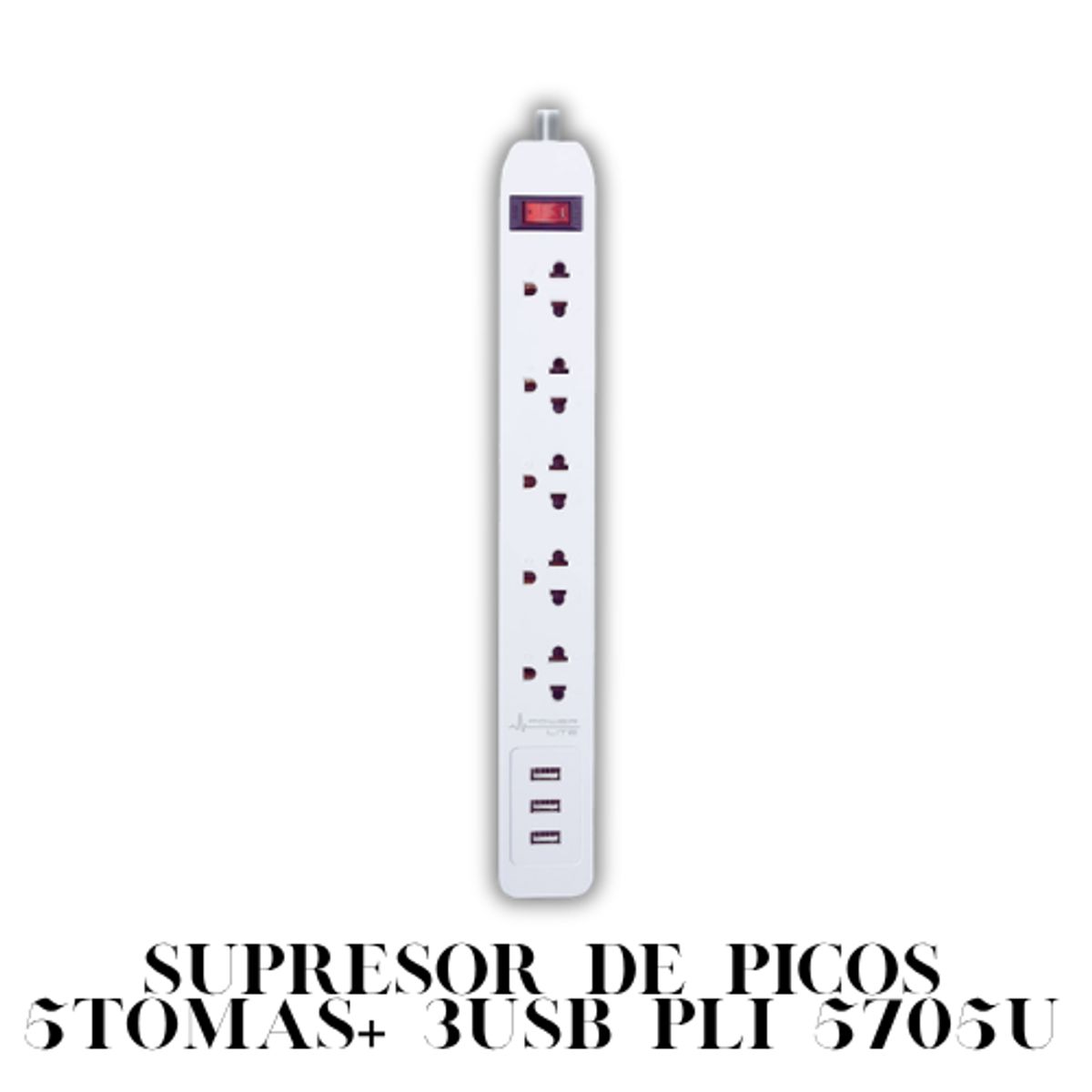 POWER LITE - Supresor de Picos MAGNUM PLI 5705U 5Tomas Cable 18awg 3usb POWER LITE