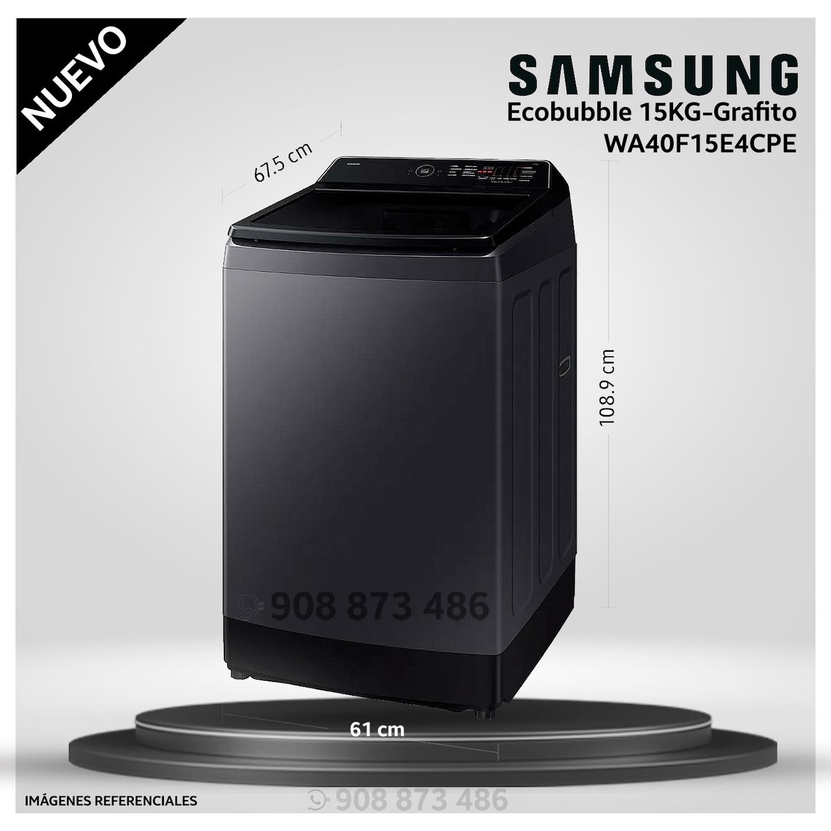 SAMSUNG - Lavadora Samsung 15Kg EcoBubble WA40F15E4CPE Gris Grafito - Modelo Nuevo