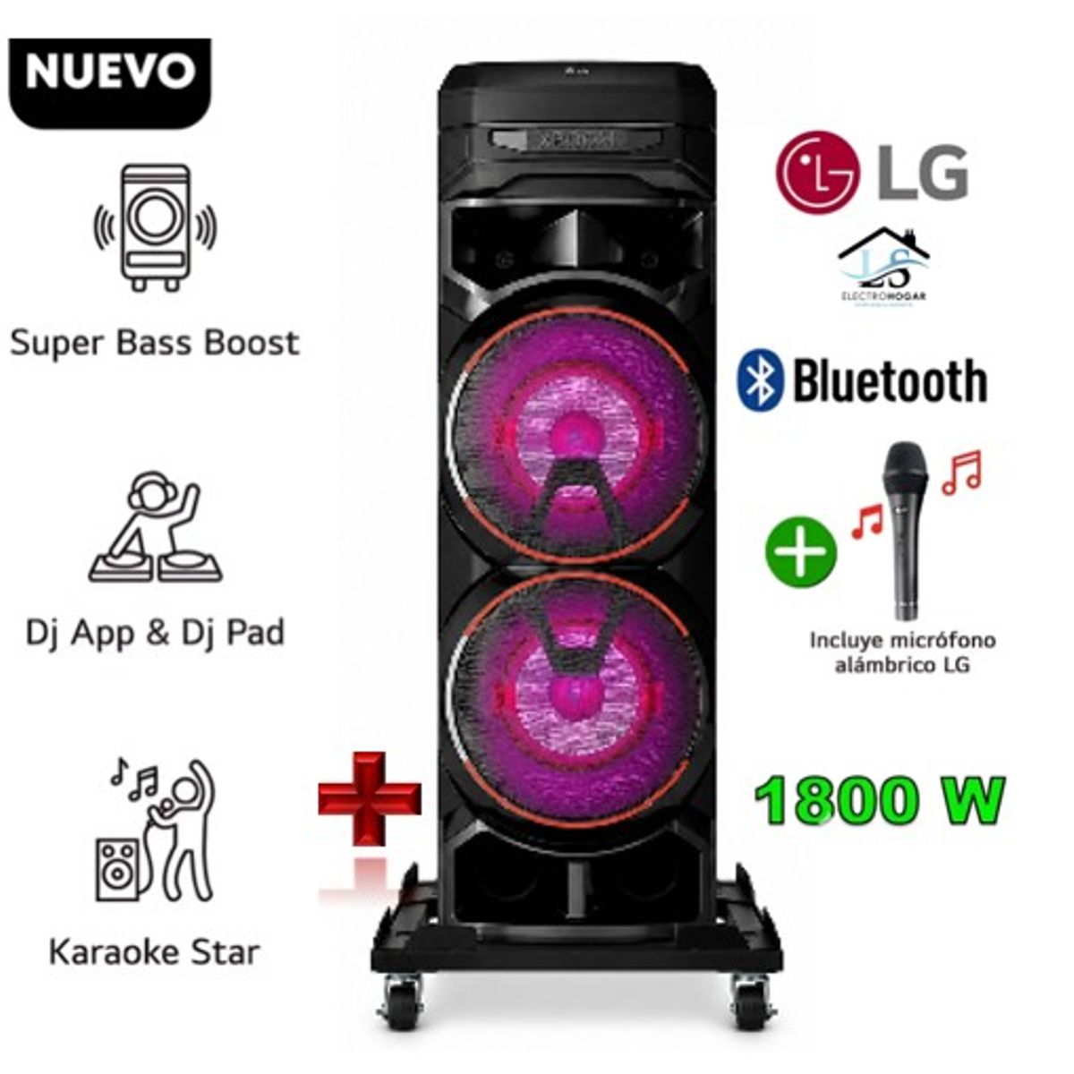 LG - LG Equipo de Sonido Bluetooth XBOOM RNC9+ BASE MOVIL