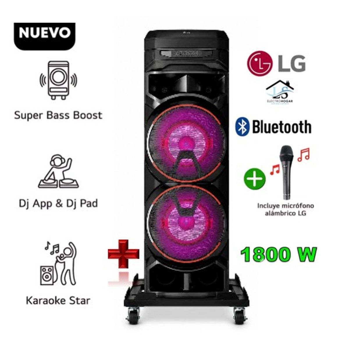 LG - LG Equipo de Sonido Bluetooth XBOOM RNC9+ BASE MOVIL