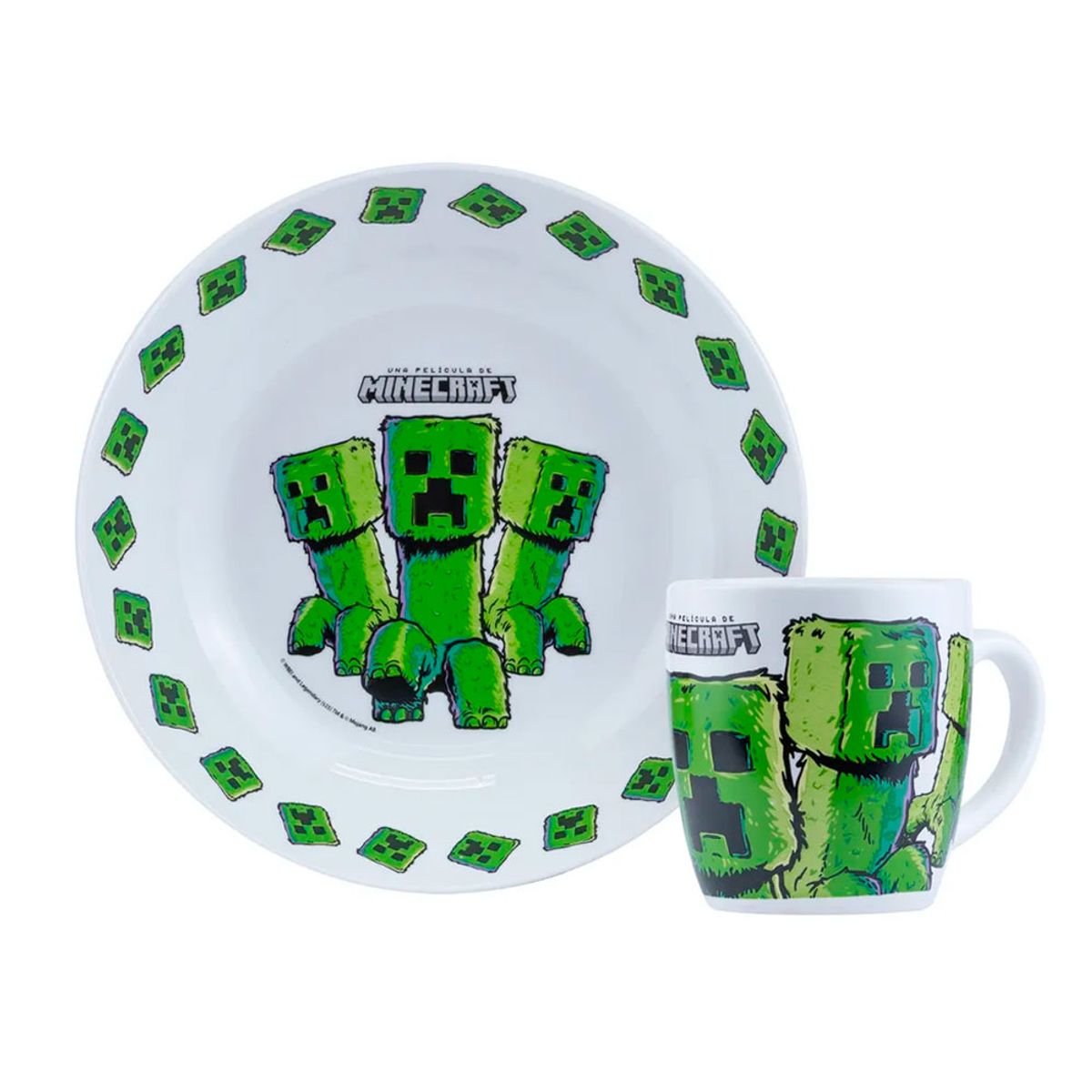 Vajilla infantil Minecraft 2Pz Scool Plato + taza Ceramica 704879, marca SCOOL - Foto Principal