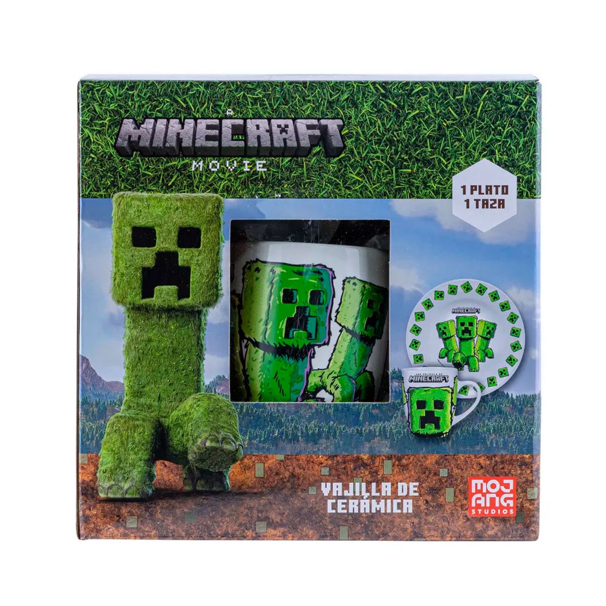 Vajilla infantil Minecraft 2Pz Scool Plato + taza Ceramica 704879, marca SCOOL - Foto 2