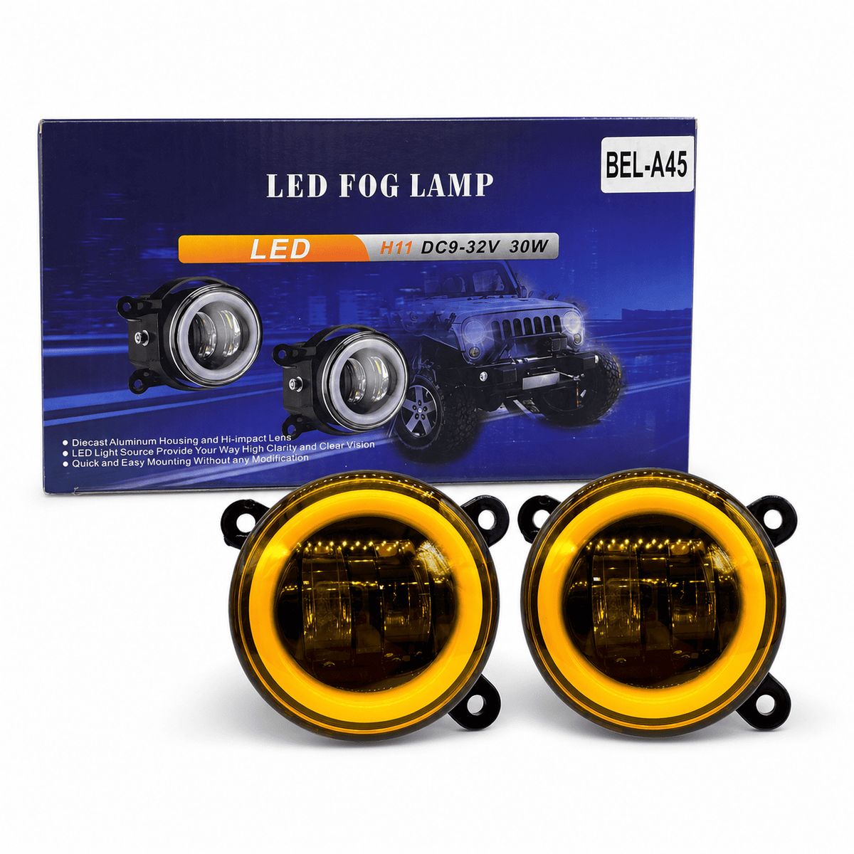 JET - Faro Led Neblinero Con Aurolea 3Pulg Ámbar 2Pcs